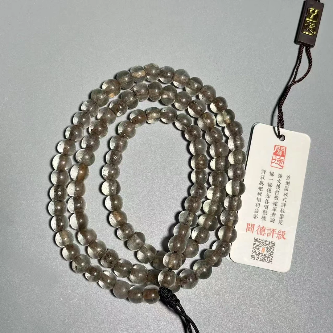【藏传309】[闻德评级]  白琉璃手持念珠