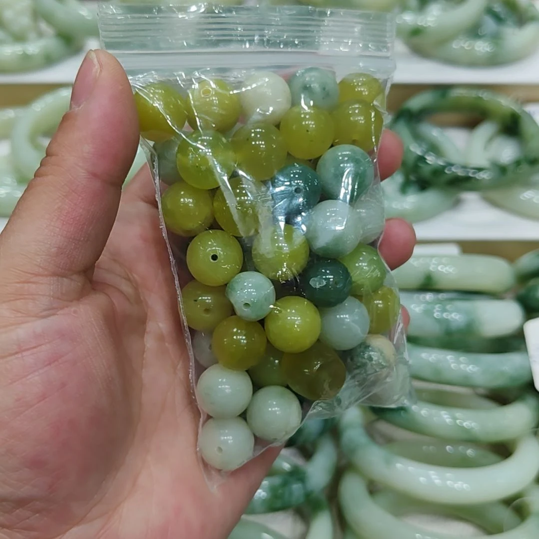 蛇纹石玉珠宝半成品未镶嵌瑕疵珠子多样性拍一发一