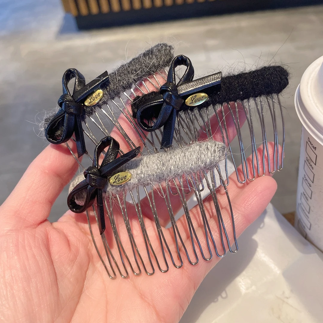 前额发梳蝴蝶结发插梳发卡刘海梳头饰品碎发神器发饰倒插梳成人女