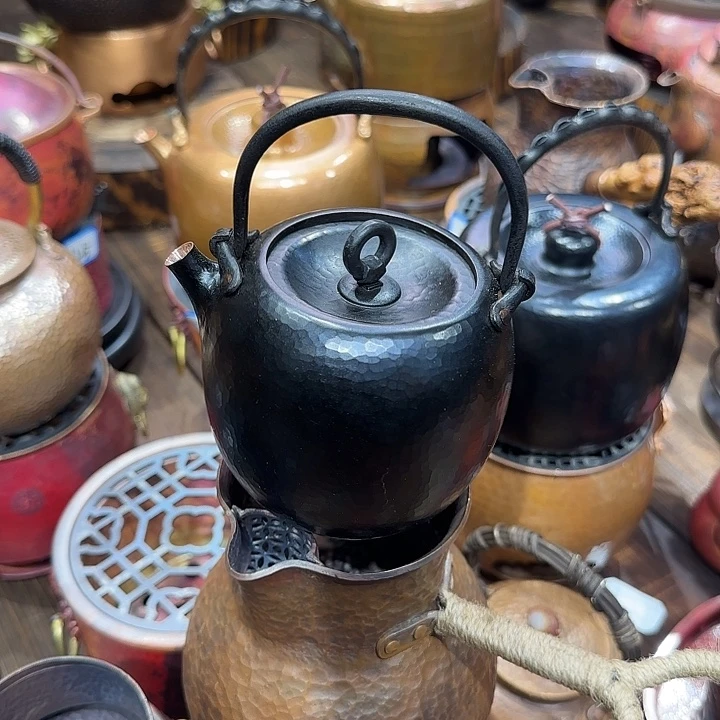 夜***茶紫铜手工制作约450毫升容量提梁壶