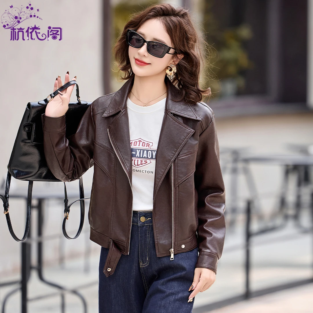 小皮衣外套女短款2025秋季新款酷飒风小个子气质复古PU皮机车夹克