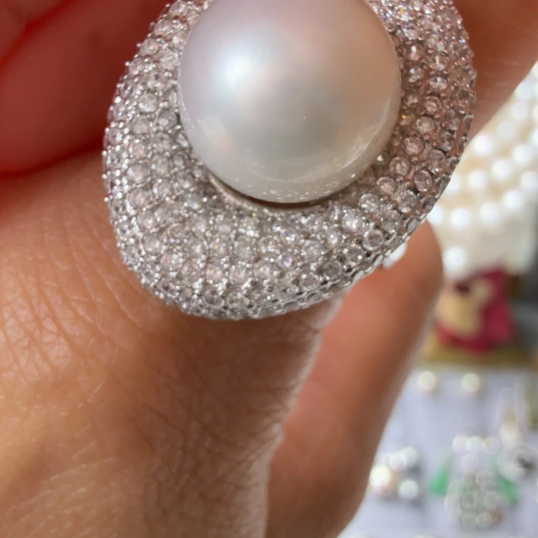 海水珍珠戒指银S925镶嵌