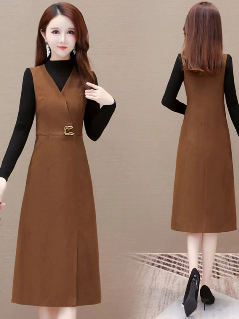 【T1642】时尚马甲两件套裙