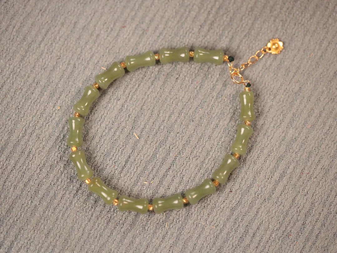 和田玉6x10mm【竹节】单圈手串