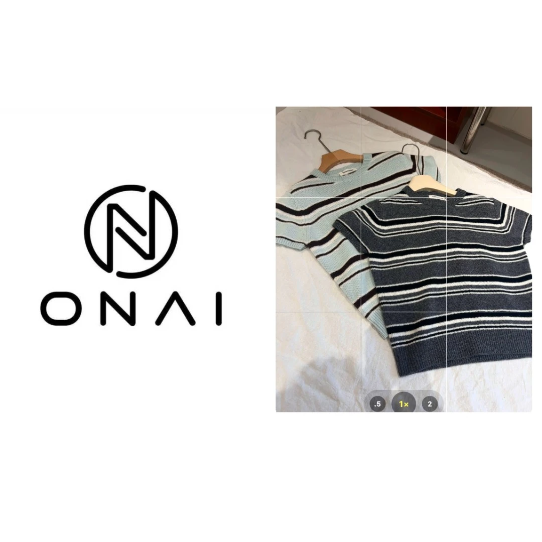 【Onai】条纹百搭时尚短袖韩版修身极简风毛针织衫1940