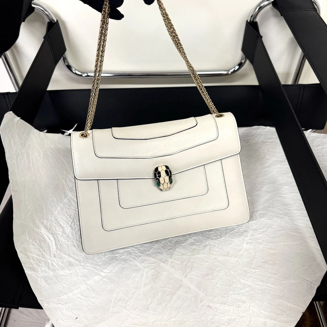 95新 BVLGARI/宝格丽 宝格丽 白色风琴斜挎包K