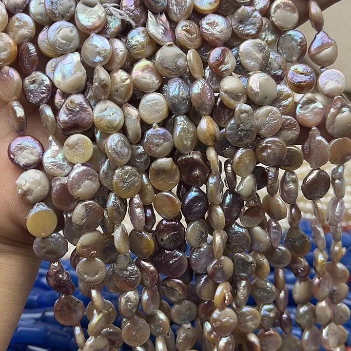 玛瑙/玉髓未镶嵌珠宝半成品一条10mm左右炫彩巴洛克珍珠