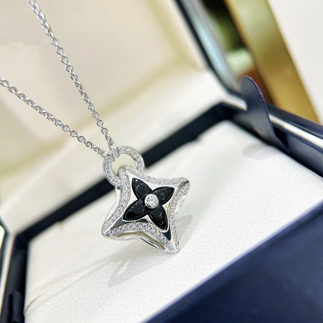 坠链均925银 S925银爆款四叶草黑色项链耳饰手链氛围感小饰品