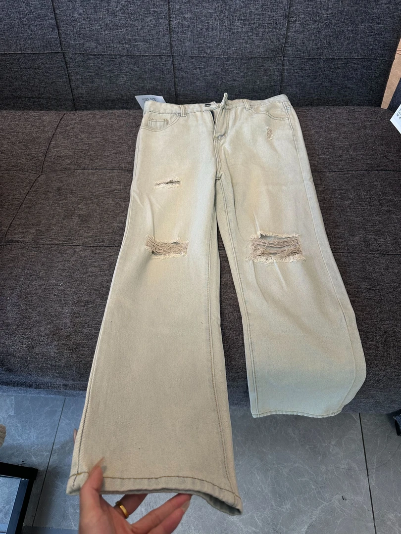 B09 美式街头水洗做旧破洞牛仔裤男春秋直筒宽松欧美高街长裤