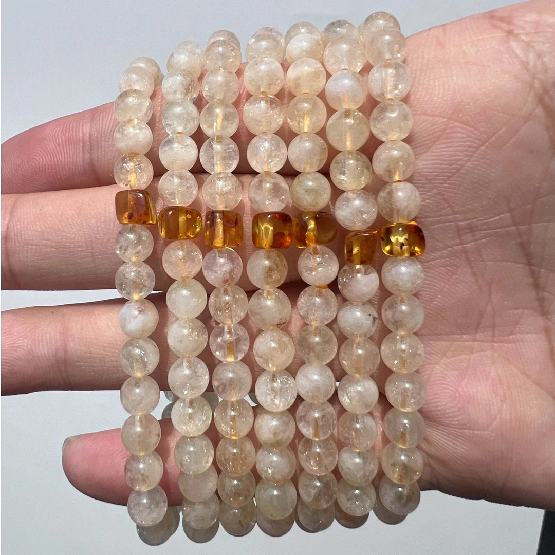 【低价引流】天然黄水晶花珀方糖手链多样性发其一