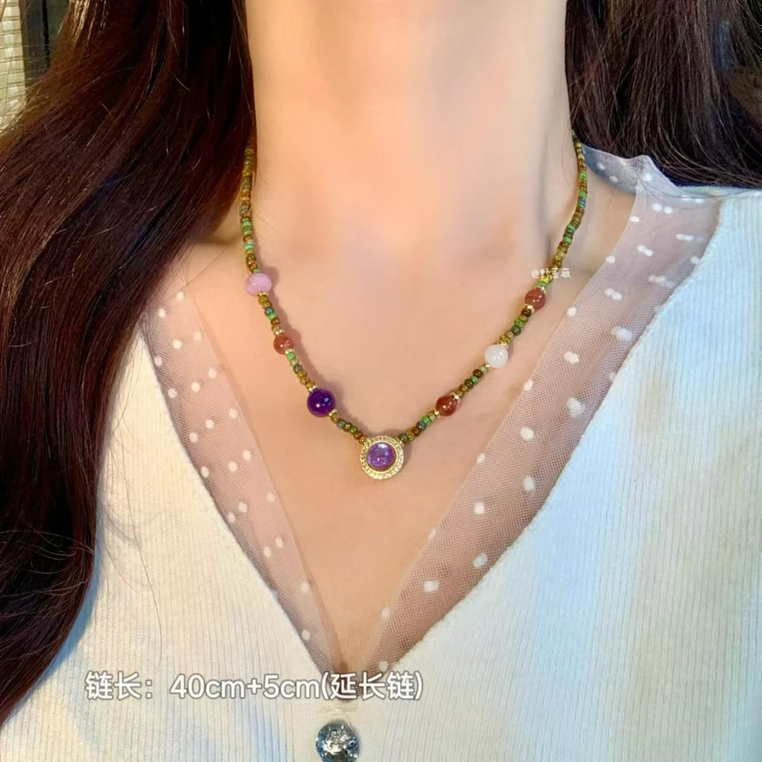 【紫藤】时尚气质百搭简约小众彩色甜美可爱个性轻奢ins项链
