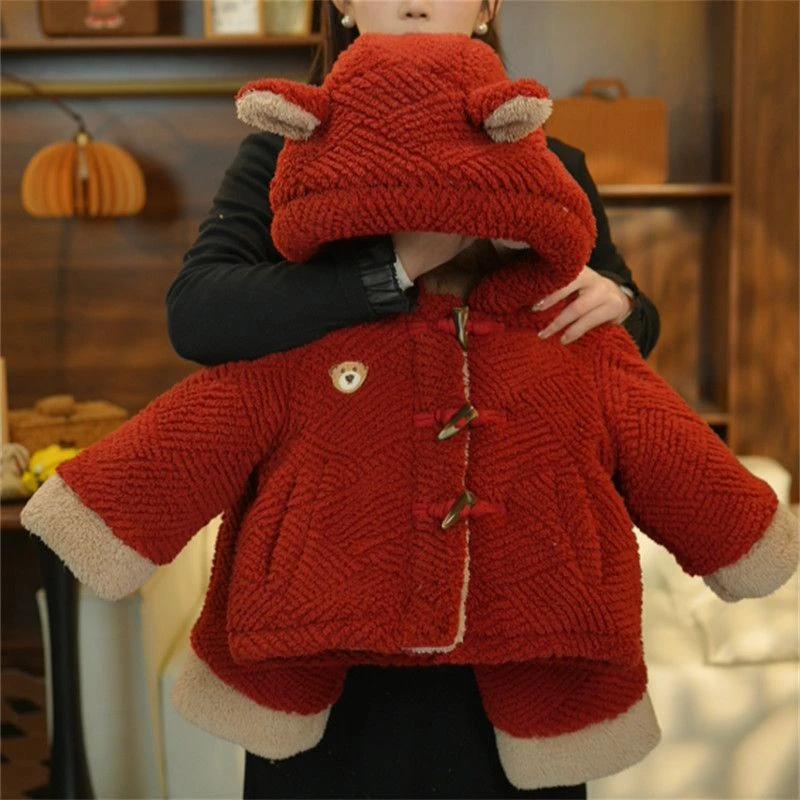 男女宝宝冬季加绒加厚棉服中小童儿童连帽保暖棉袄套装二件套潮