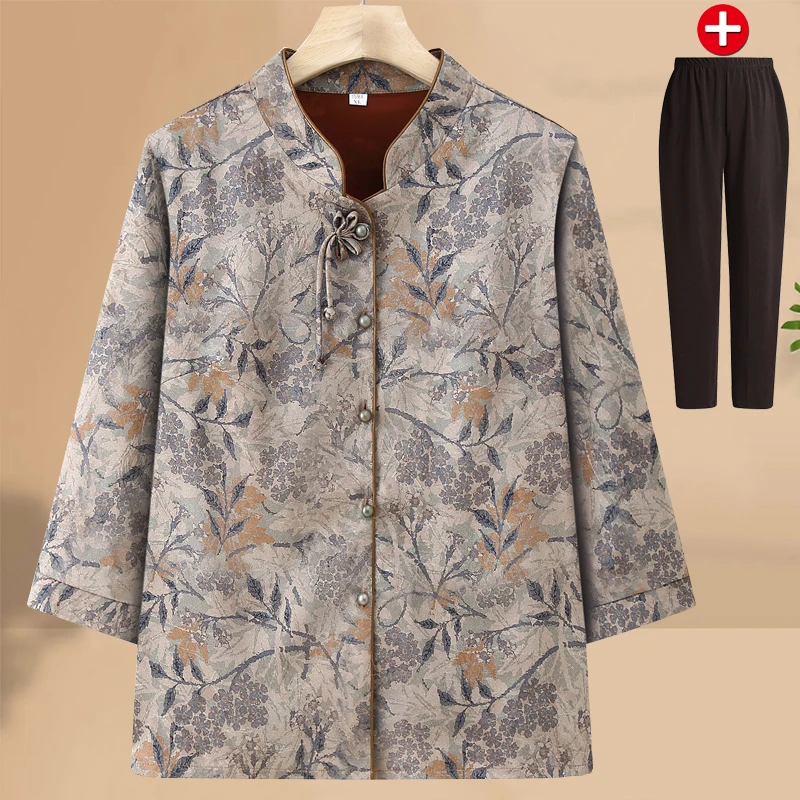 中老年人春装妈妈装外套妈妈奶奶宽松女装新款老太太洋气大码夹克