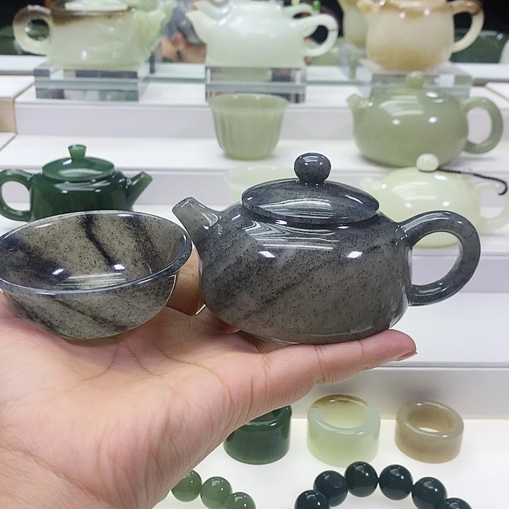 和田玉未镶嵌挂件愉***晨茶壶 杯子