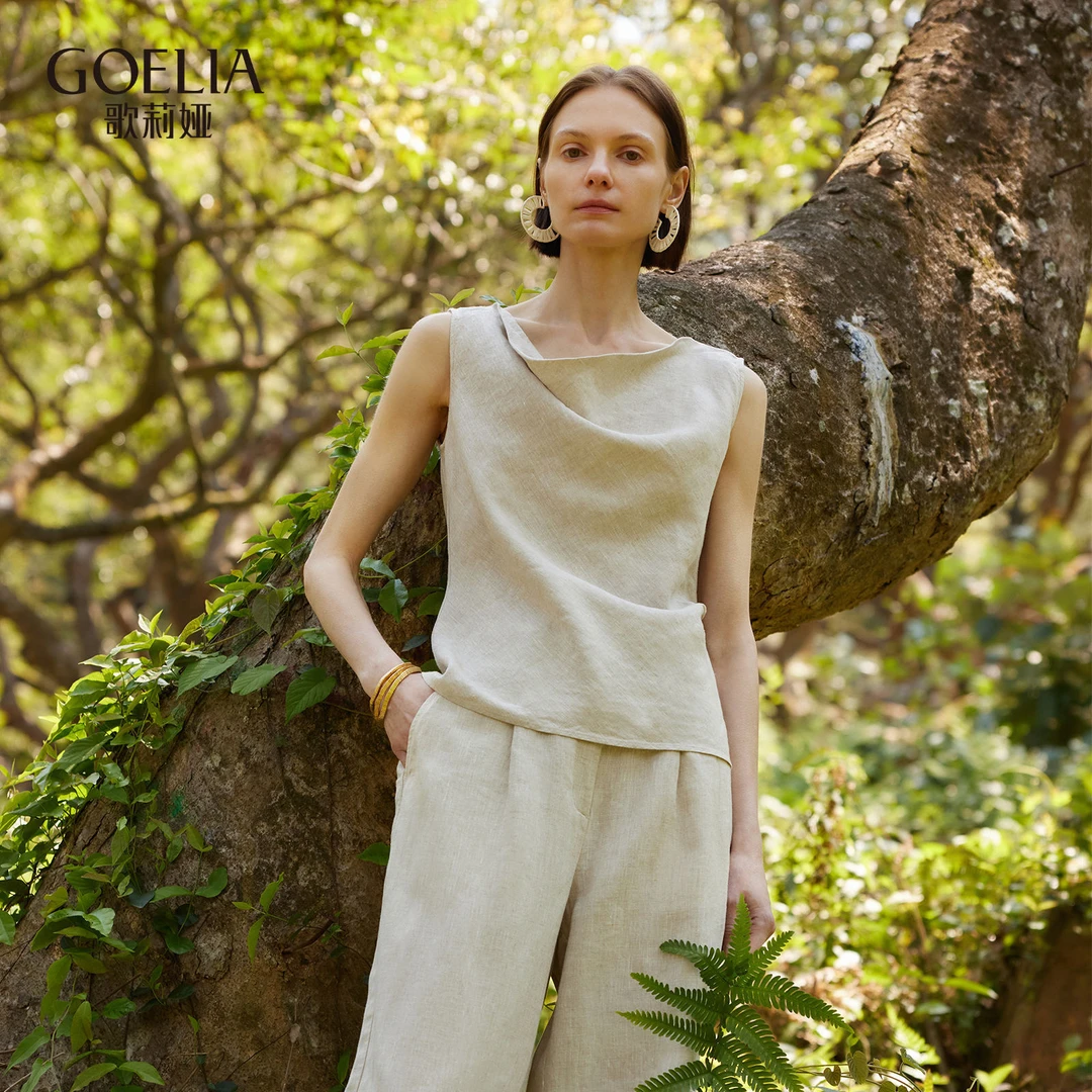 歌莉娅亚麻荡领小衫1E3L3I320