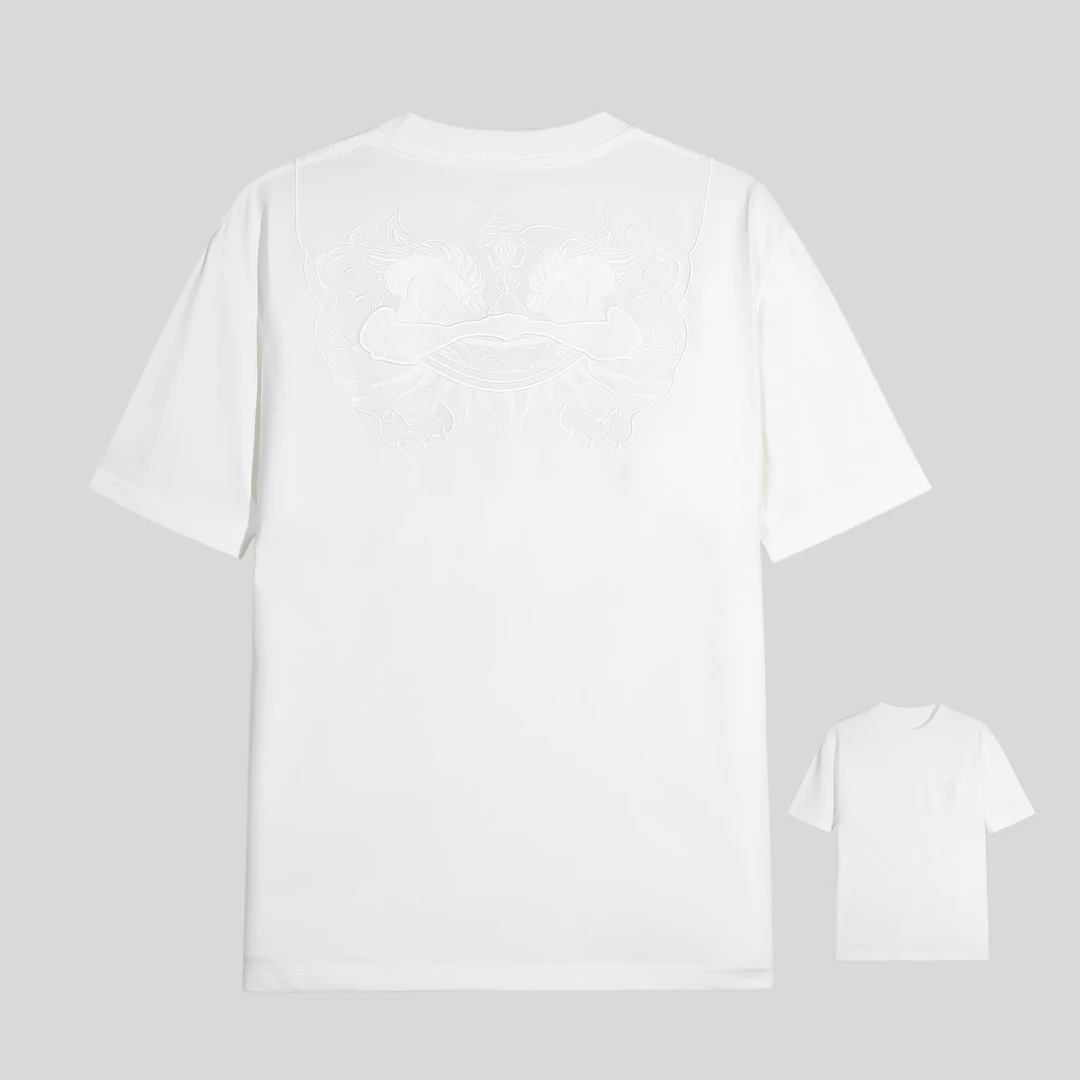 【花1】国风经典百搭短袖时尚醒狮刺绣T恤 y213#