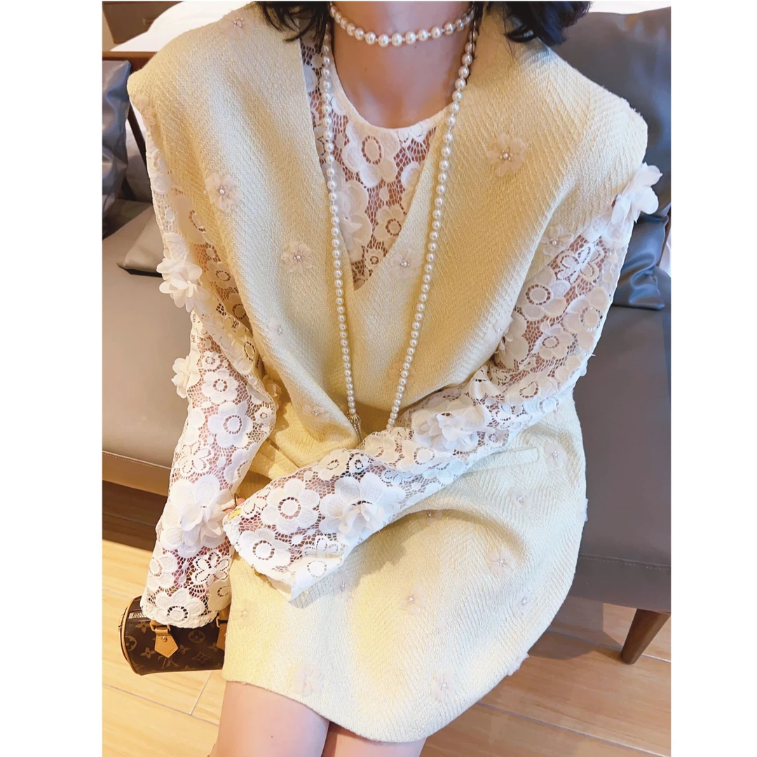 2025新款立体花朵小香风马甲女法式高级感叠穿马夹坎肩外套潮