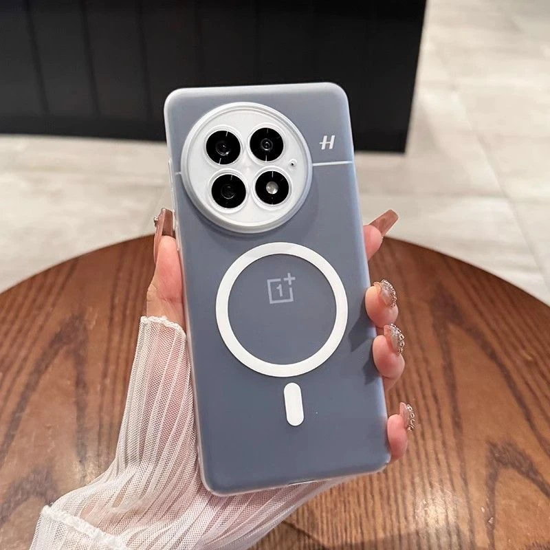 超薄磁吸适用一加13手机壳新款冰雾简约透明磨砂防摔全包1+13硬壳