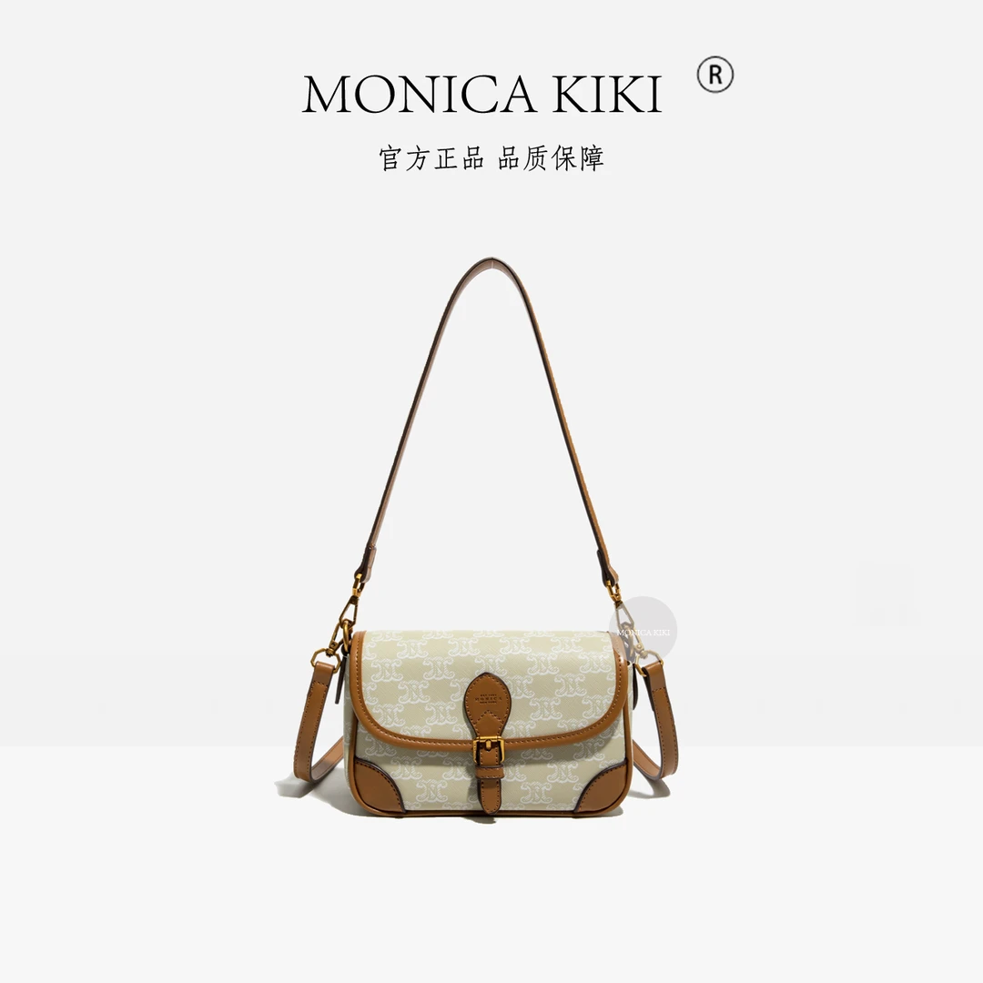 MONICA KIKI/莫妮卡奇奇2025新款轻奢复古质感法棍包斜挎包1086小