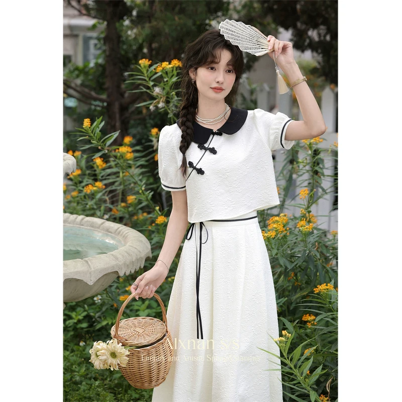 《烟雨江畔》气质新中式时尚套装女2024春季新款设计套装裙