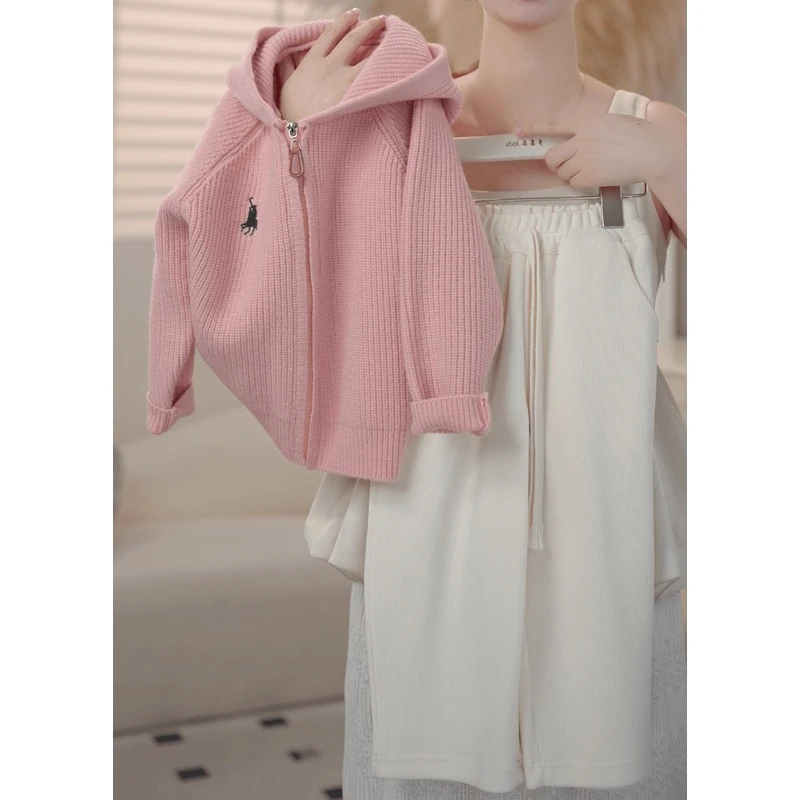 24486儿童春秋立领百搭韩版针织开衫刺绣