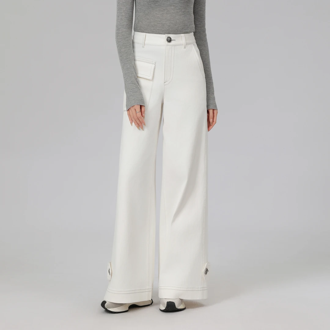 AMASS/阿玛施 新款复古经典显高显瘦宽松休闲高腰裤5100497