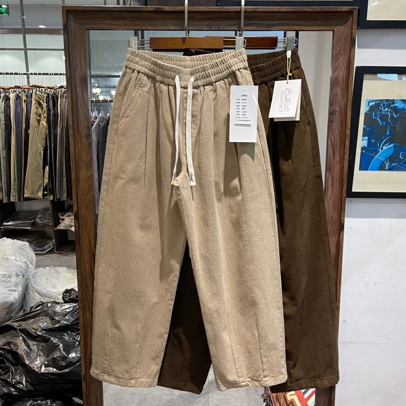 日潮雅痞风宽松直筒哈伦裤男高街潮流时尚阔腿裤潮男休闲长裤