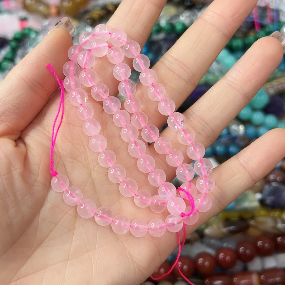 玛瑙/玉髓合金珠宝半成品 卡6粉水晶一条