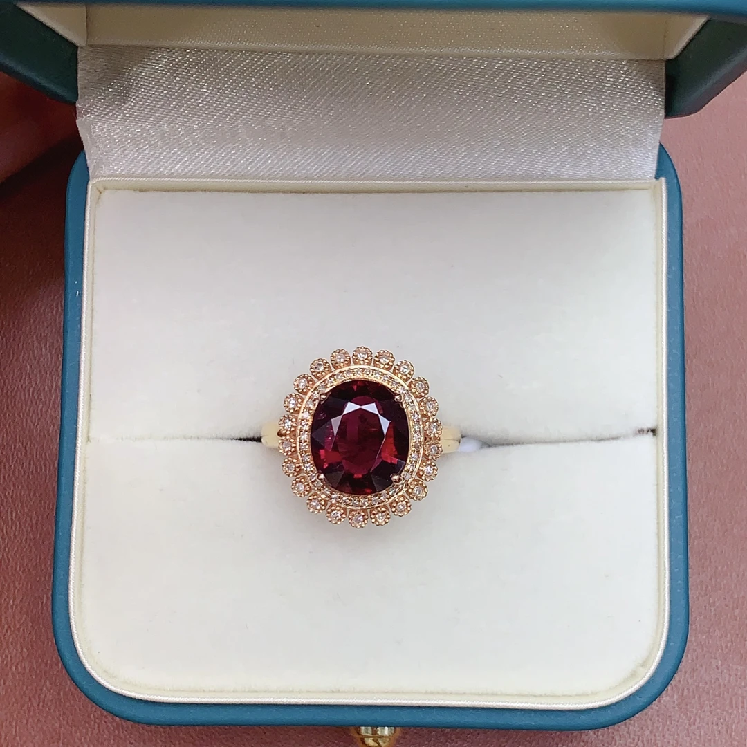 18K金天然红色碧玺戒指主石3.3ct气质精致时尚轻奢女款KNN3746
