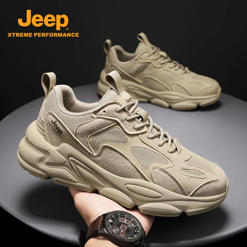 jeep吉普男鞋2025新款春季增高厚底老爹鞋百搭运动休闲鞋男士鞋子