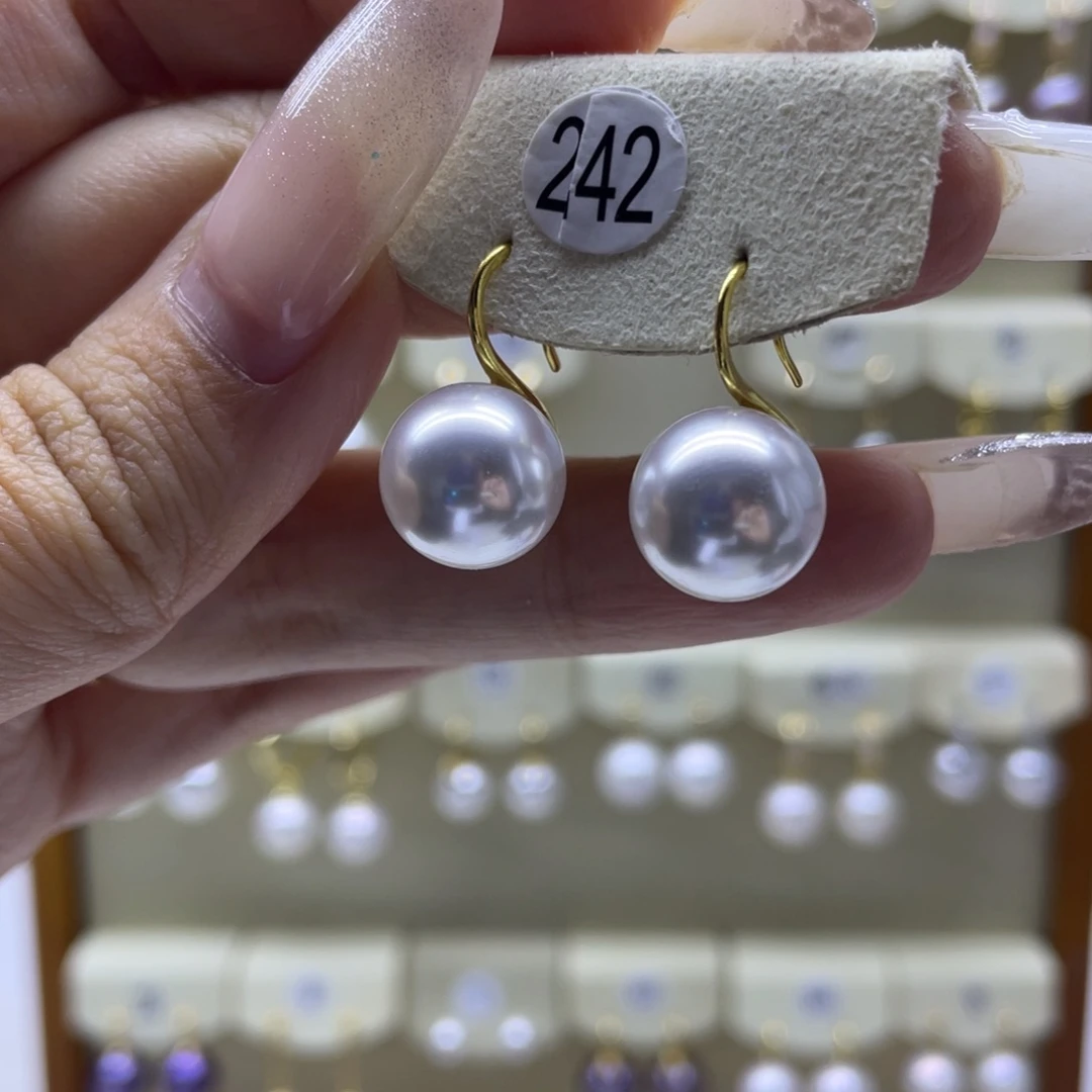 淡水珍珠耳饰银S925镶嵌
