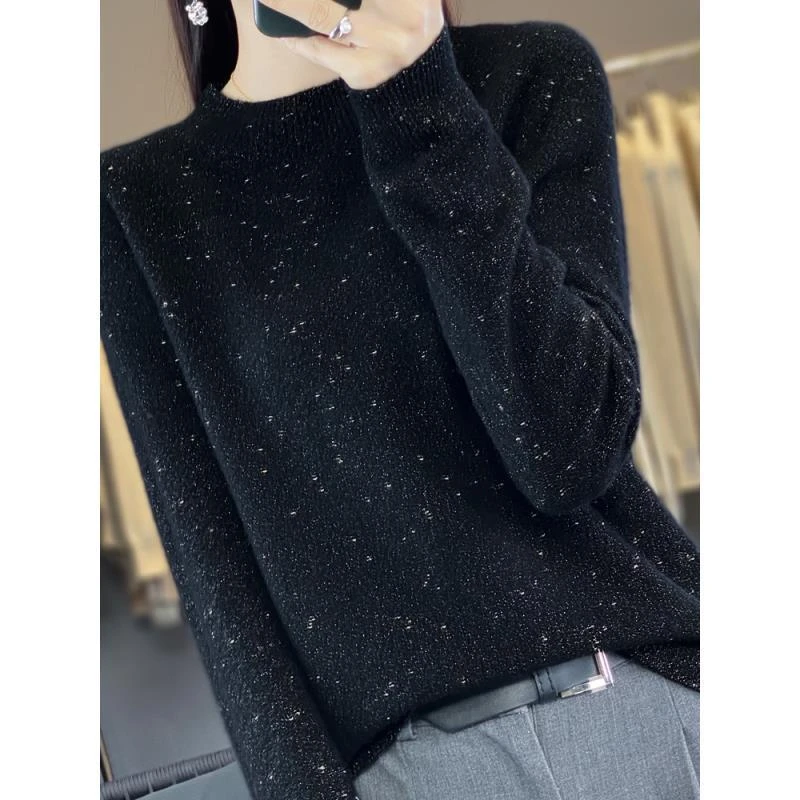 100%羊毛一线成衣金豆子女士半高领羊毛衫ZM001