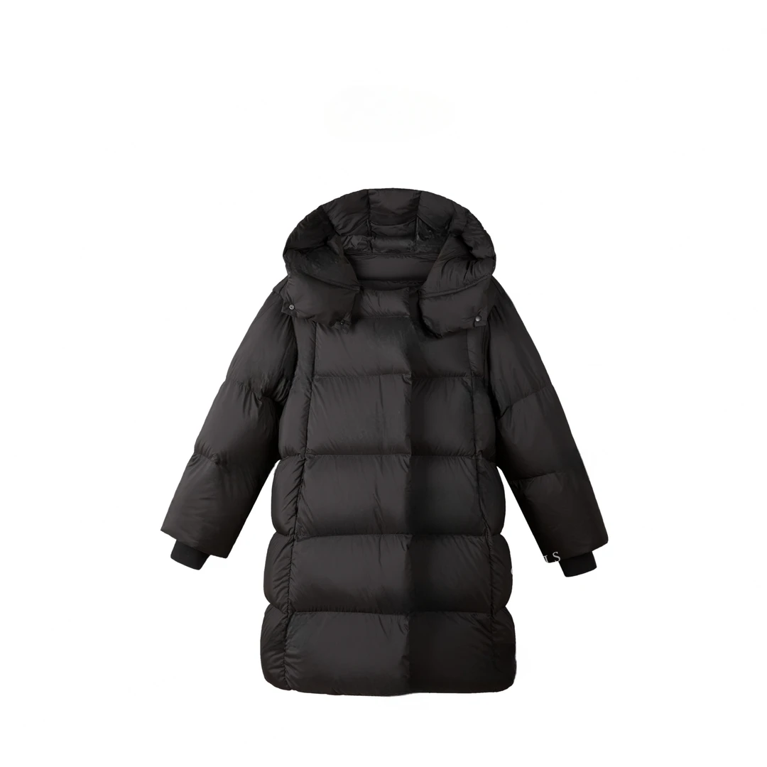 新款泡芙羽绒服女中长款过膝时尚休闲韩版百搭宽松连帽加厚外套潮