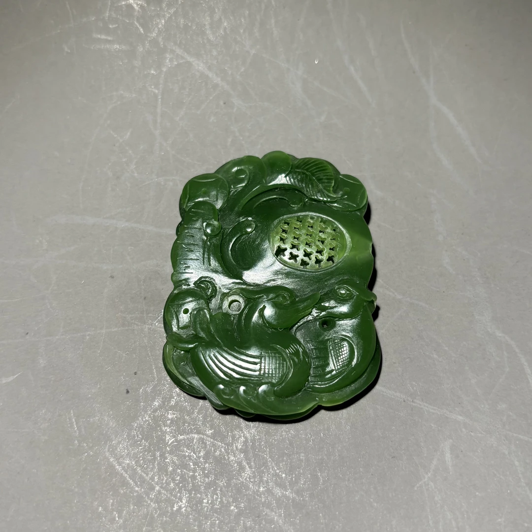 HZ99638和田碧玉鸳鸯挂件-朵云轩