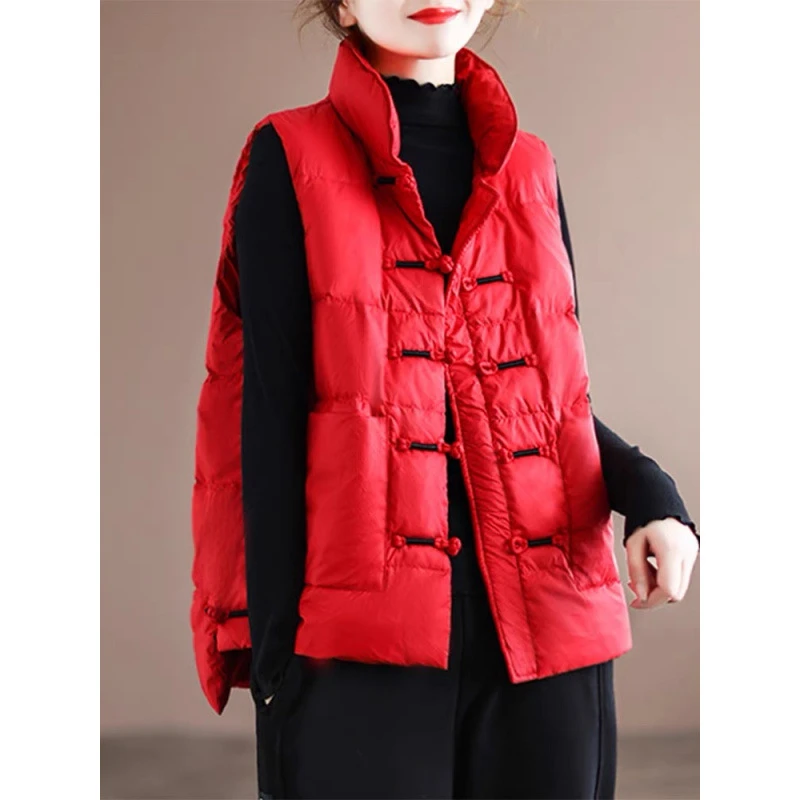 马甲女冬2022新款盘扣夹棉宽松坎肩马夹背心羽绒服