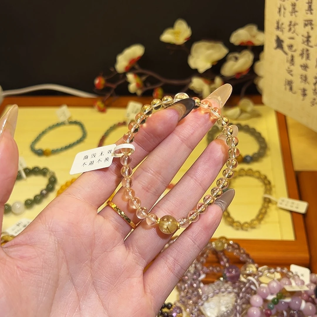 烟晶手链银S925镶嵌-黄888