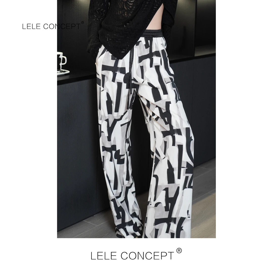 LELE CONCEPT丨时装小众设计师款花纹阔腿裤K0374