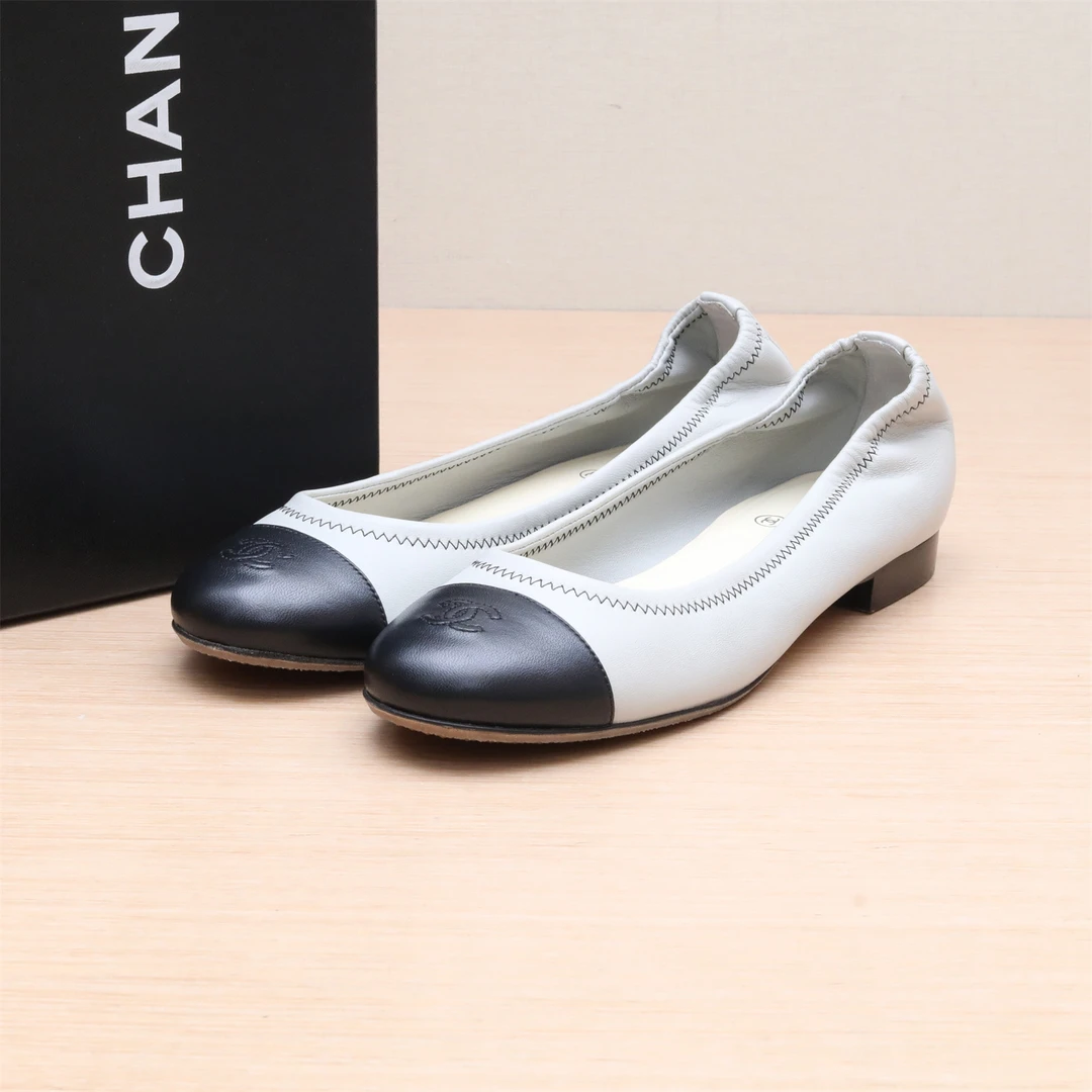 95新 Chanel/香奈儿 活动 平跟鞋 黑色 皮革S 38.5码P234653480