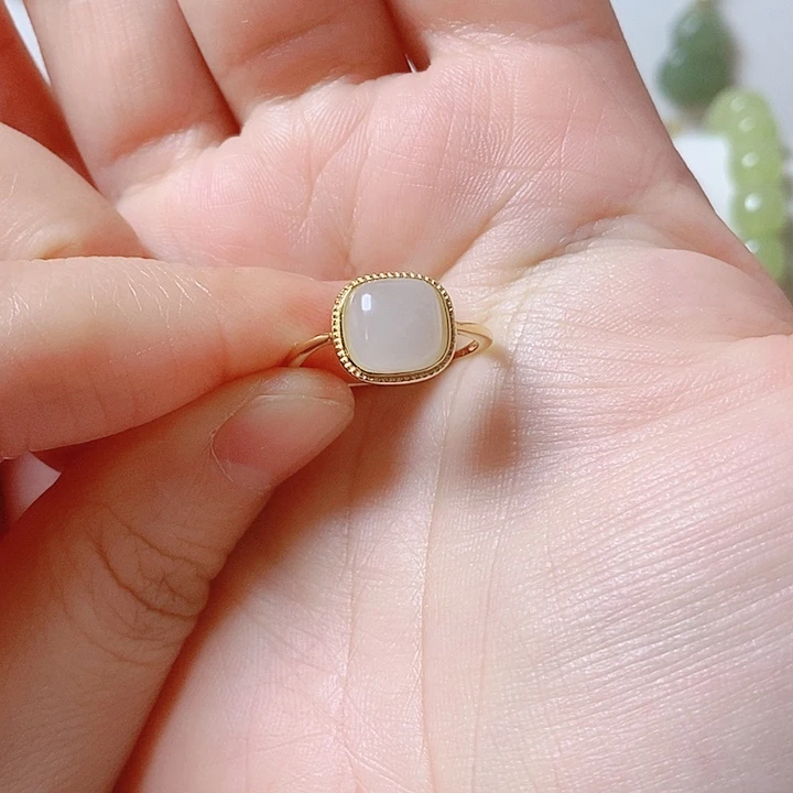 和田玉银S925镶嵌戒指