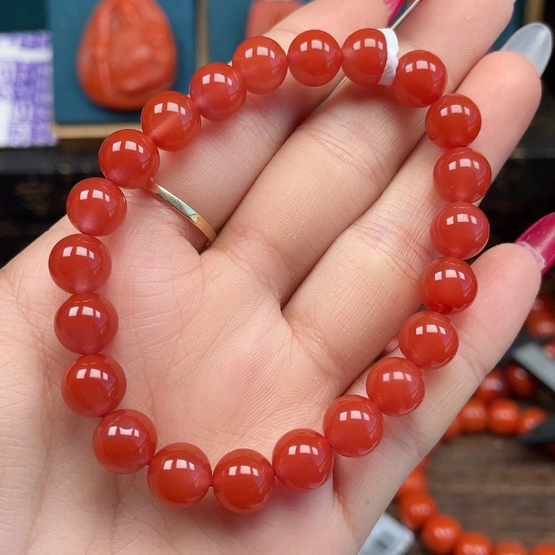 南红玛瑙未镶嵌手串保山杨柳乡樱桃红卡8mm+