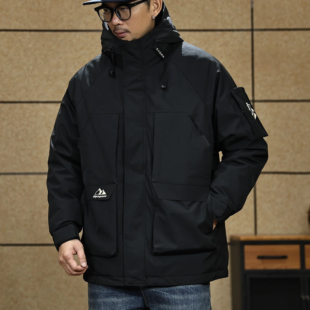 男士防寒工装羽绒服男冬季加厚新款冲锋衣防风保暖红外套羽绒夹克