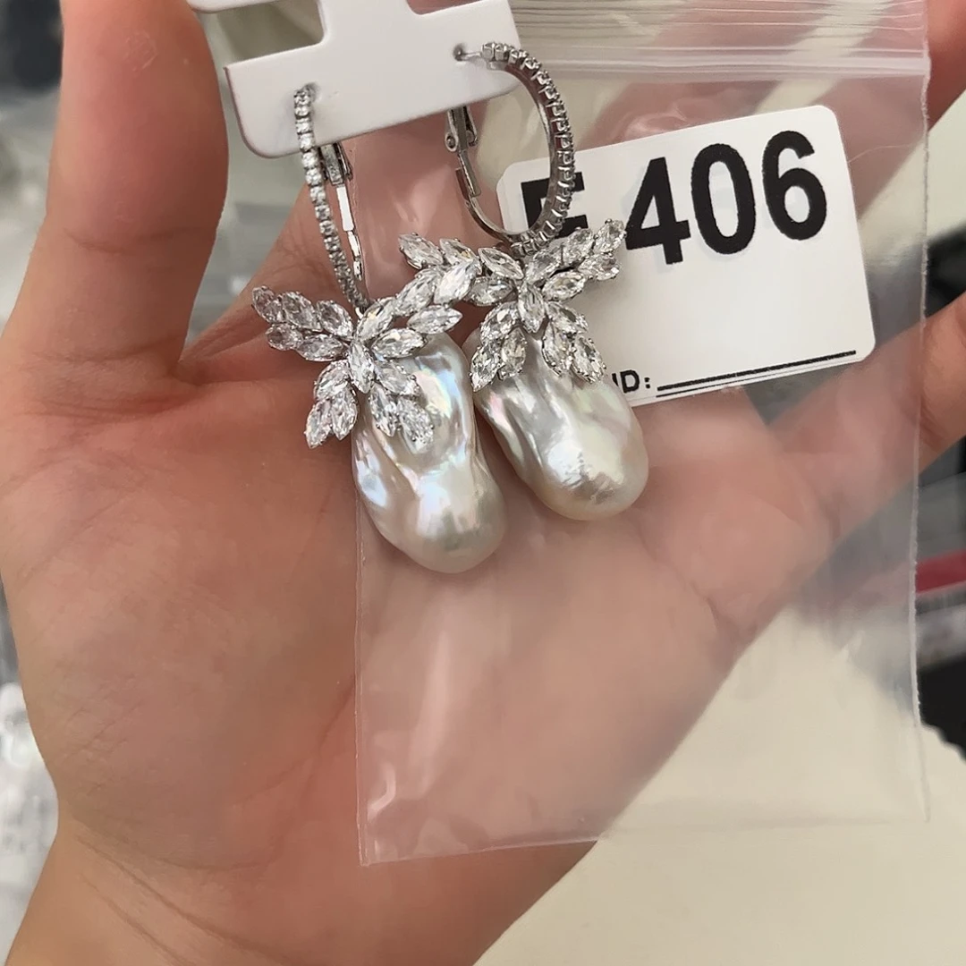 合金淡水珍珠耳饰