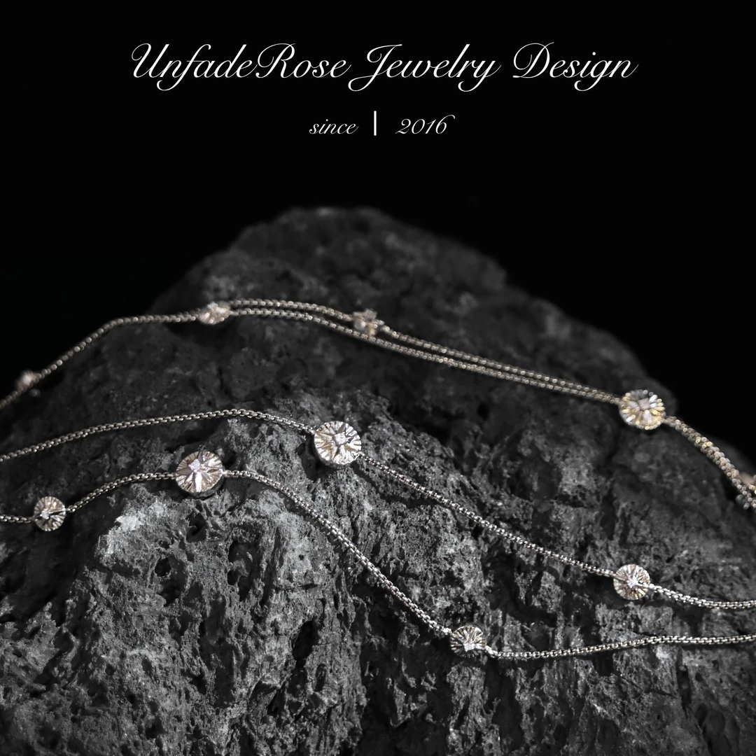 UNFADE ROSE 经典  镀k金【星骸絮语】鎏链白色链子锁骨链珠宝Z030A