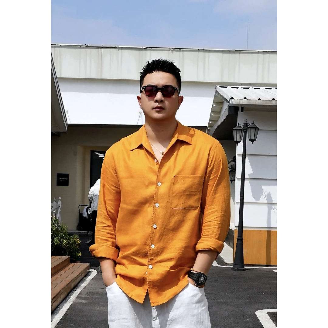 马丁叔叔 新款亚麻衬衫休闲舒适百搭衬衫 705