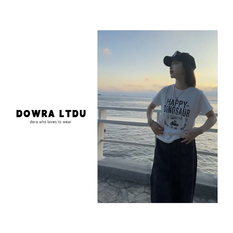 朵拉【重塑经典】2025年秋季新款圆领摩托百搭短袖T恤女 016-70075