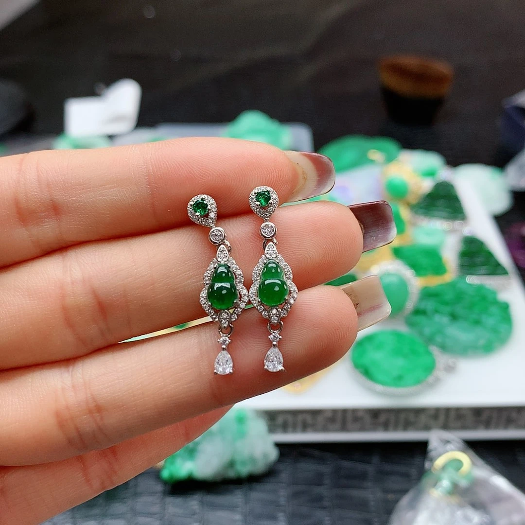 【闪购商品】翡翠耳饰银S925镶嵌，