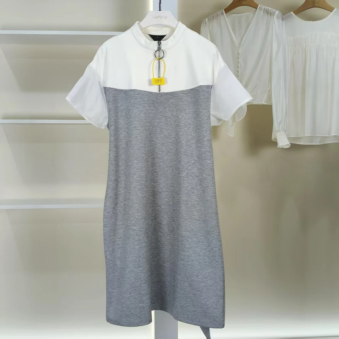 麦迪尚品【白LY】50416203拼色设计连衣裙夏季女装品牌专柜正品