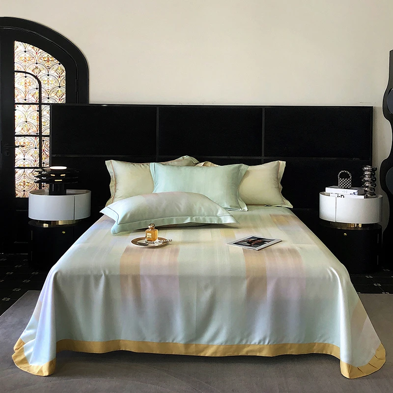 简约风高端竹纤维凉感空调席夏季冰丝凉席三件套床单款单件软席子