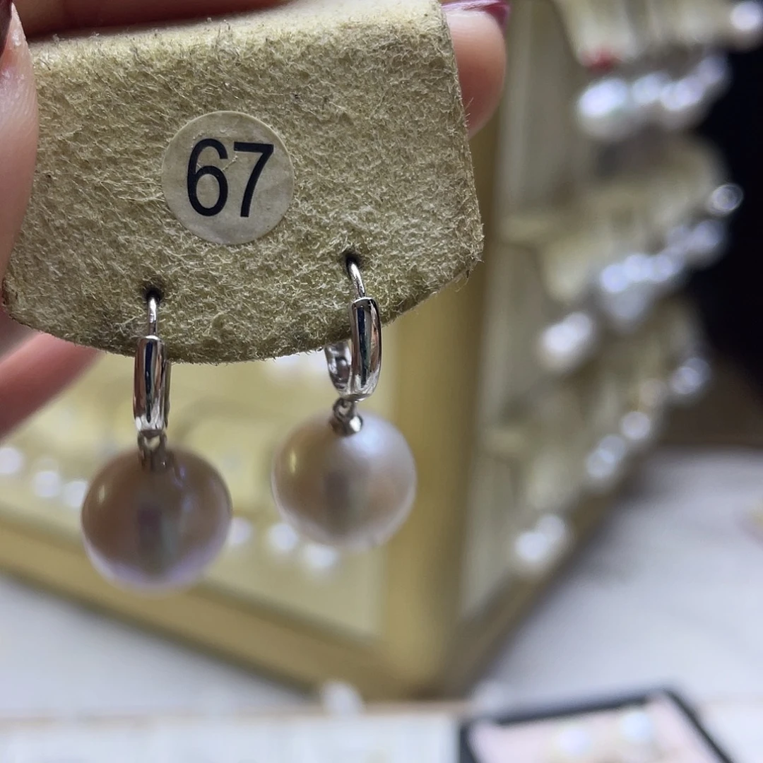 银S925镶嵌淡水珍珠耳饰