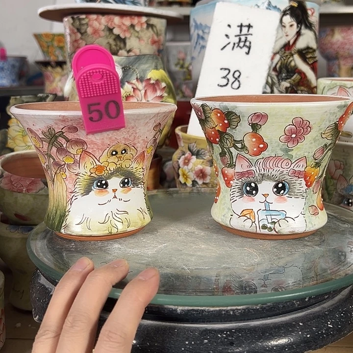 满38包邮 景德镇幸运花盆